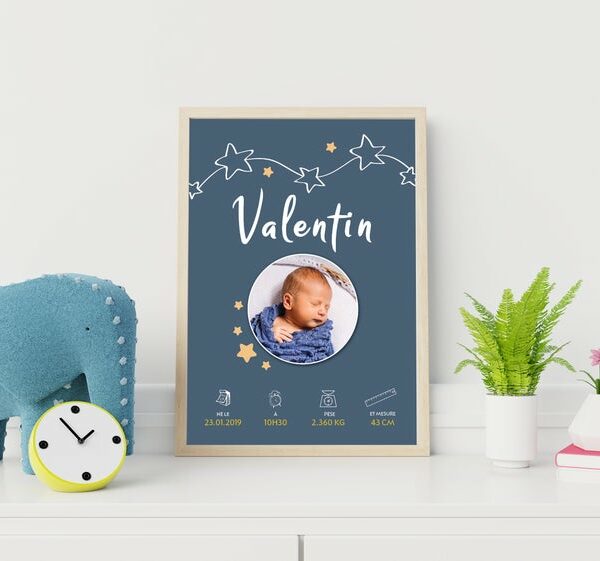 Affiche naissance collection Valentin