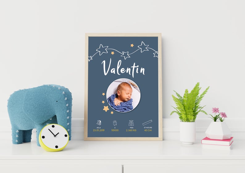 Affiche naissance collection Valentin