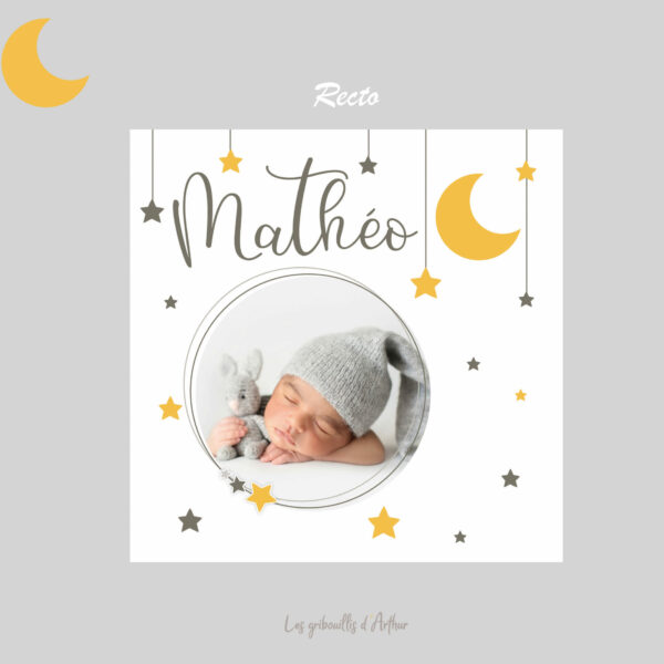 Faire-part de naissance Dans la lune
