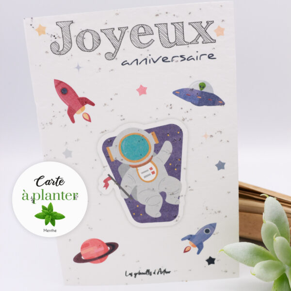 Carte anniversaire à planter / Carte double - Astronaute