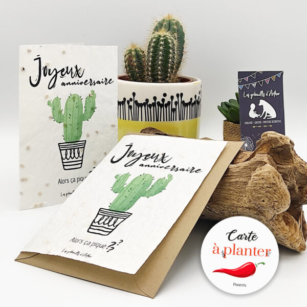 Carte anniversaire à planter / Carte double - Alors, ça pique ?