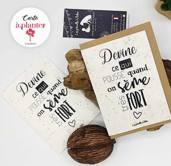 Choisissez la carte à planter "Devine se qui pousse..." pour semer la bonne nouvelle de l'arrivée de bébé ! Un message tendre et écologique