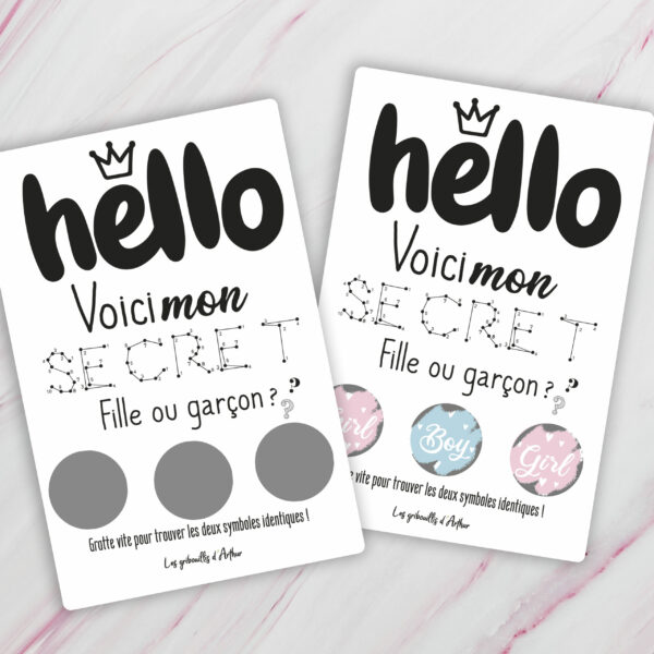 Carte à gratter bébé est une fille - Jeu pour révéler le sexe de bébé
