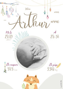 Affiche naissance / Arthur
