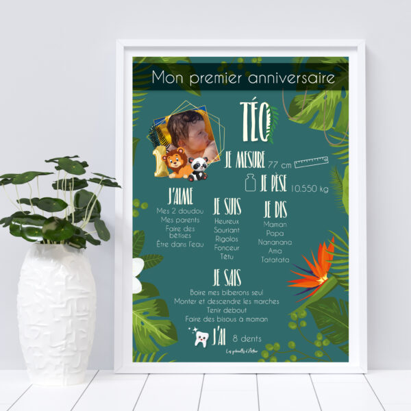 Affiche anniversaire / Thème Tropical Lion Panda