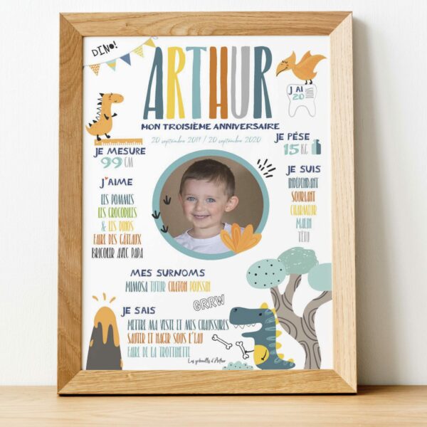 Affiche anniversaire enfant à personnaliser "Dinosaures"