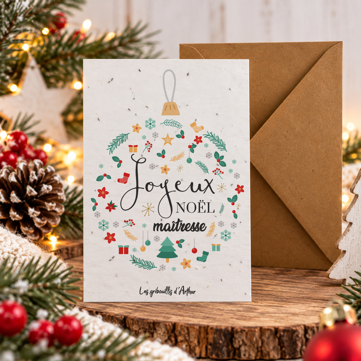 Carte à planter Noël – Nounou ou maîtresse – Mélisse citronnelle – Image 2