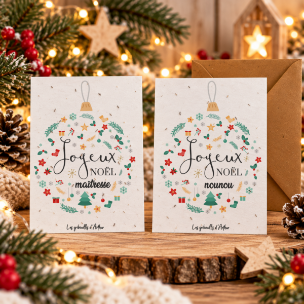 Carte à planter Noël – Nounou ou maîtresse – Mélisse citronnelle