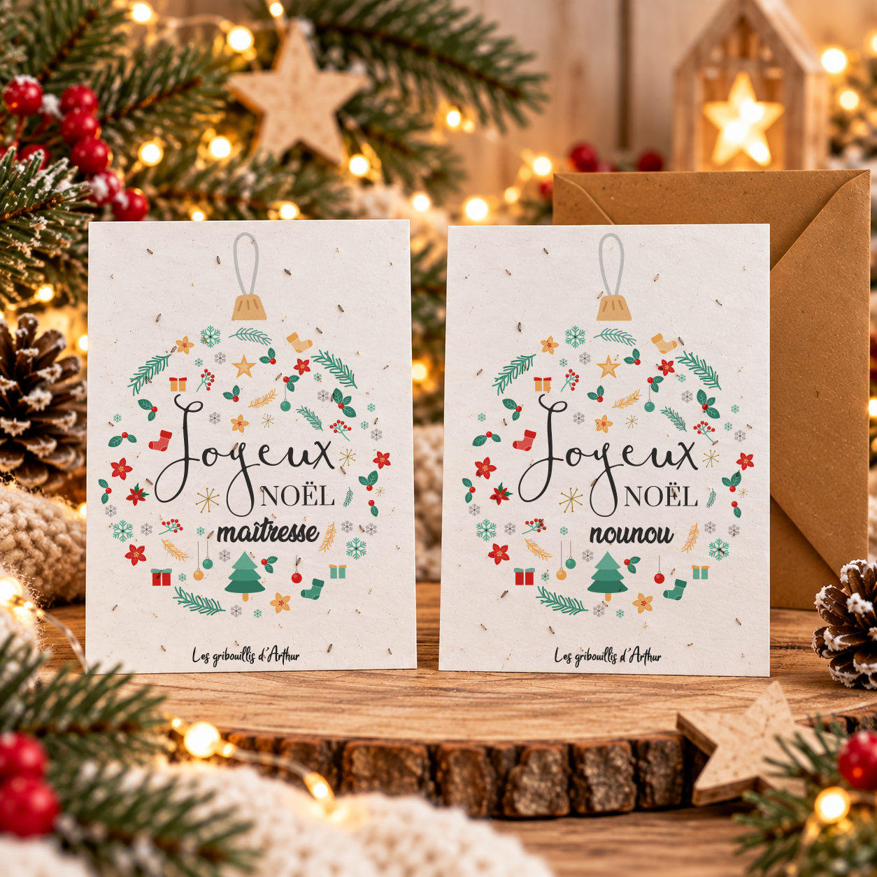 Carte à planter Noël – Nounou ou maîtresse – Mélisse citronnelle