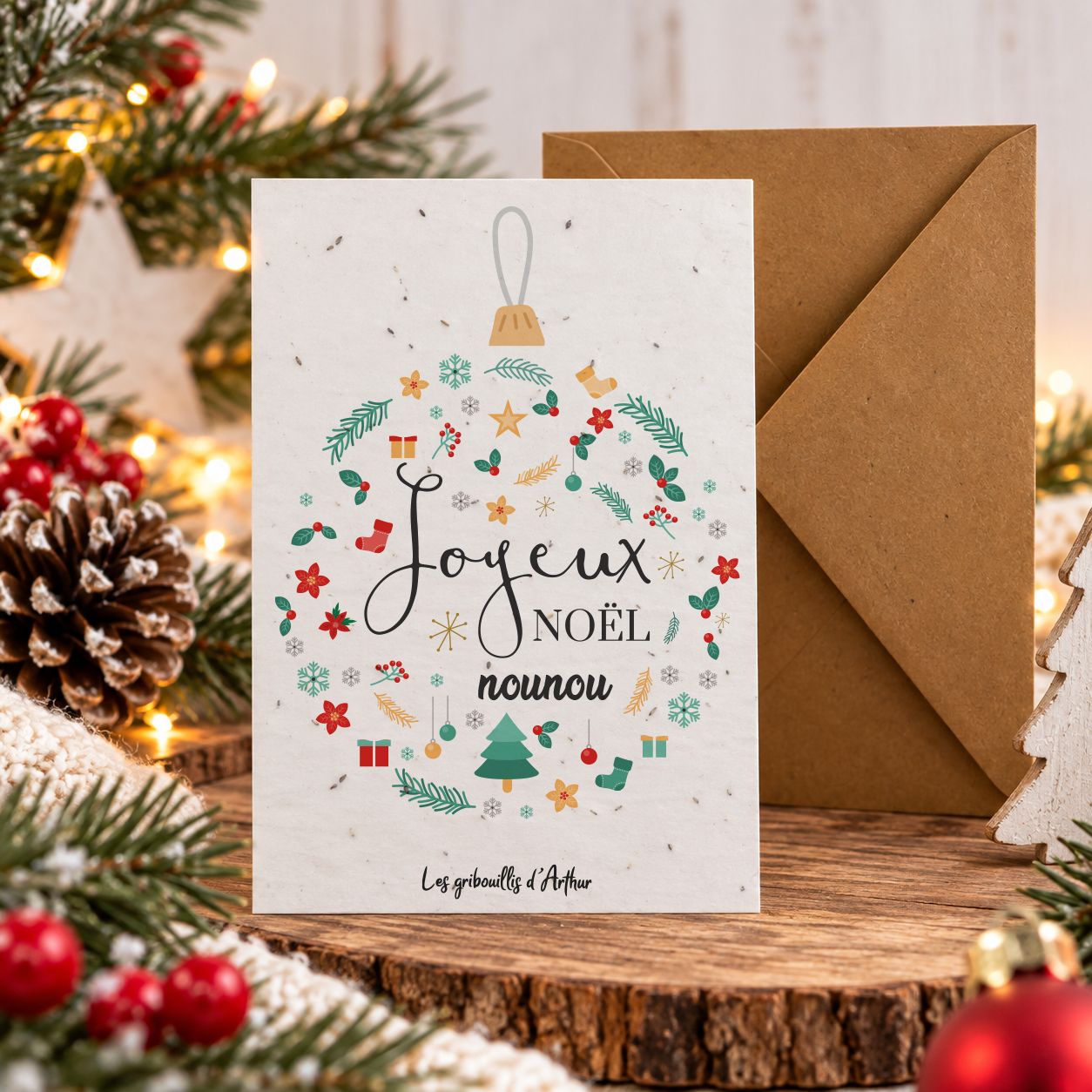 Carte à planter Noël – Nounou ou maîtresse – Mélisse citronnelle – Image 3