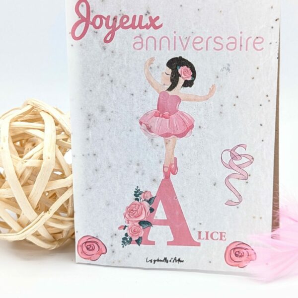 Carte anniversaire à planter personnalisée / Carte double - Danseuse