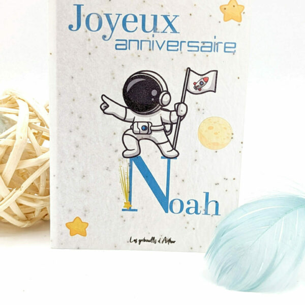 Carte anniversaire à planter personnalisée/ Carte double - Astronaute