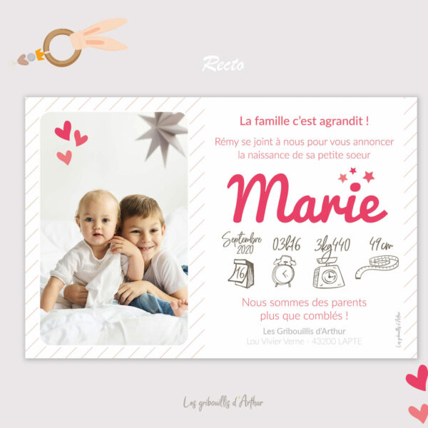 Faire-part de naissance original - Surprise, c'est une fille !