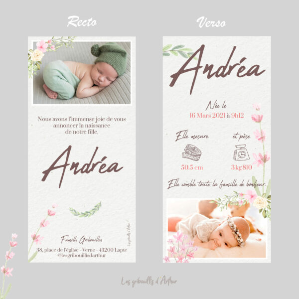 Faire-part de naissance - Marque page Bohème
