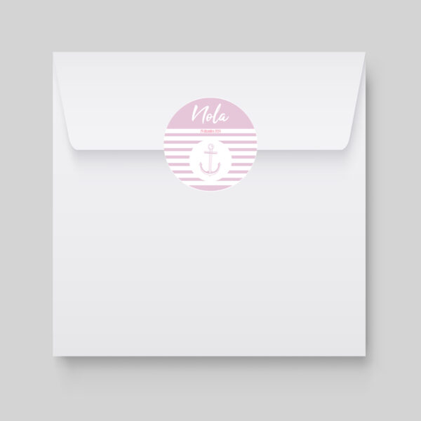 Fraiches et design, des étiquettes à enveloppes Marin rose de naissance harmonieuses pour accompagner la bonne nouvelle !