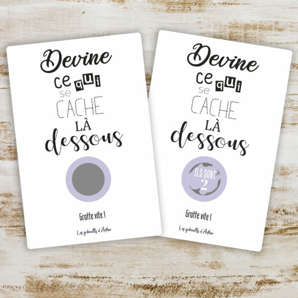 Carte à gratter annonce jumeaux - Jeu pour annoncer une double naissance