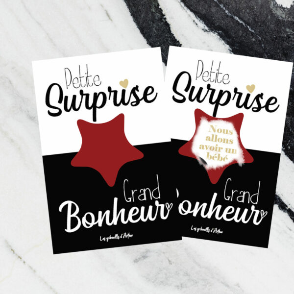 Carte à gratter annonce de grossesse – Jeu pour annoncer une naissance