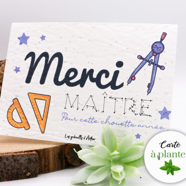 La carte à planter Merci maître, une idée originale et écologique pour remercier son maitre d'école et un cadeau rafraichissant de fin d'année !