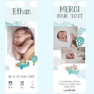 Vous êtes sur un petit nuage avec bébé ! Transmettez votre bonheur sur ce Faire-part - Marque page "Dans les nuages" original