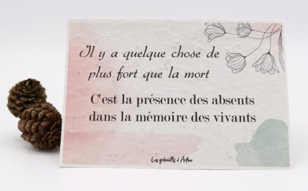 Témoignez votre soutien naturellement. Présentez des condoléances sincères et délicates avec cette Carte à planter "Mémoire des vivants" originale et forte
