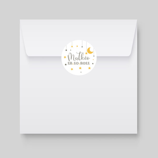 Soyez attentif aux moindres détails de vos correspondance de grossesse et de naissance avec les étiquettes à enveloppes 'Dans la lune' assorties.