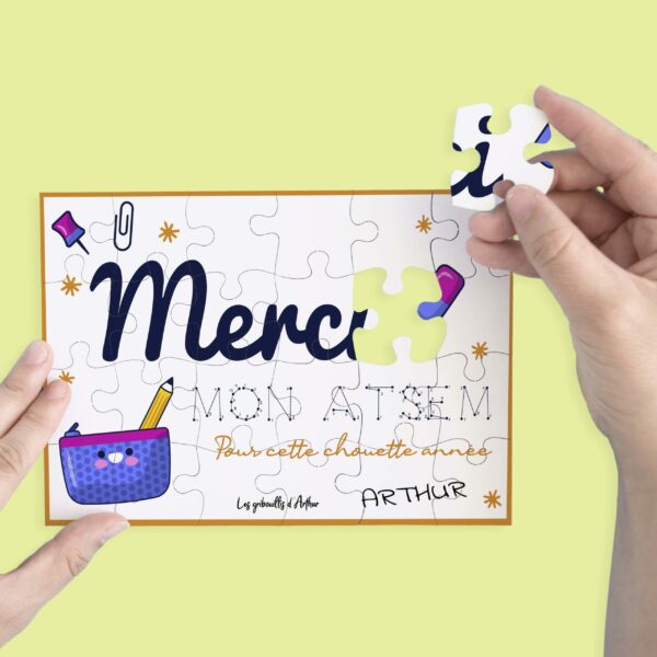 L'école se termine, continuons de jouer avec le Puzzle Personnalisé ATSEM à personnaliser pour les ATSEM, un joli cadeau de fin d'année !