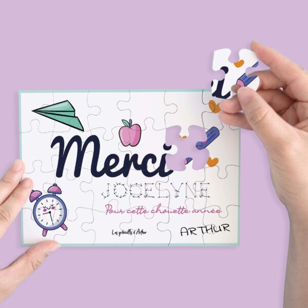 L'école se termine, continuons de jouer avec le puzzle Personnalisé - Merci à personnaliser pour tous ceux et celles qui ont fait cette belle année !