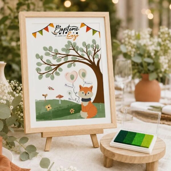 Affiche à empreintes "Arbre et petit Renard"