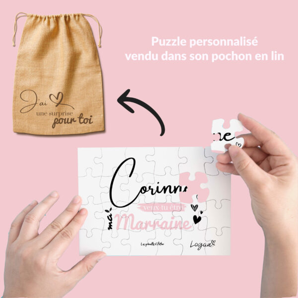 Puzzle demande "Veux tu être ma marraine"