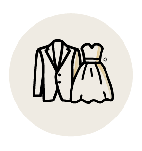 Icône habits de mariage pour la page "visiter la boutique" illustre la catégorie Mariage