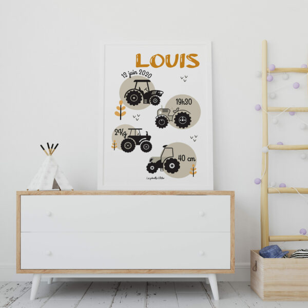 Affiche naissance Tracteurs