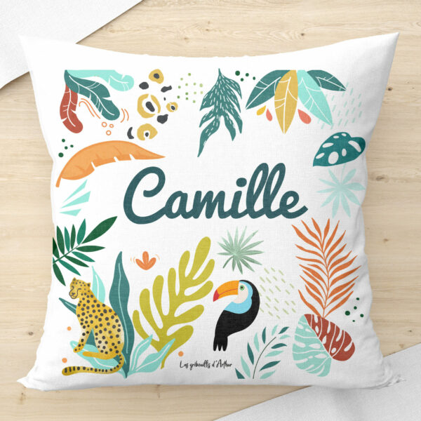 Coussin enfant personnalisé Exotique avec prénom