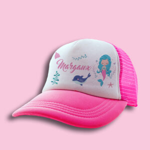 La Casquette enfant personnalisée Sirène est une chouette idée pour faire un cadeau original à un enfant. Cadeau idéal à offrir pour un anniversaire.