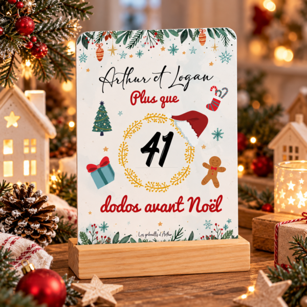 Ardoise compte à rebours Noël personnalisée – Décor de Noël