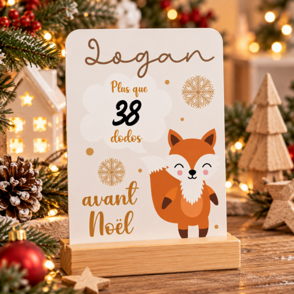 Ardoise compte à rebours Noël personnalisée – Renard ou renne