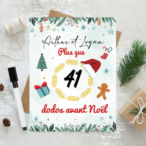 Ardoise compte à rebours avant Noël "Décors de Noël"
