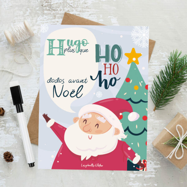 Ardoise compte à rebours avant Noël "Père Noël"