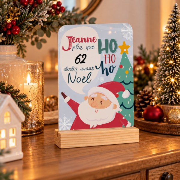 Ardoise compte à rebours Noël personnalisée – Père Noël