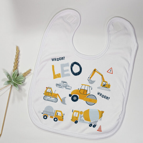 Bavoir enfant personnalisé engins de chantier