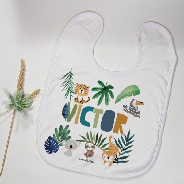 Bavoir enfant personnalisé Animaux de la jungle