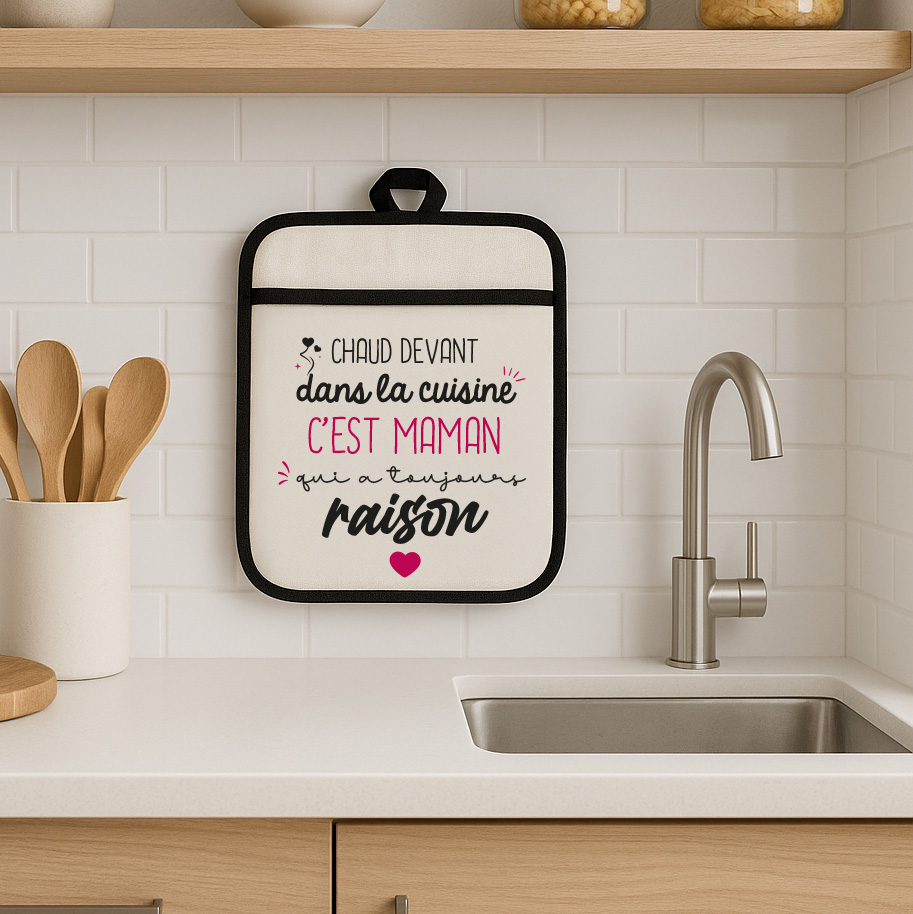 Manique de cuisine personnalisée maman