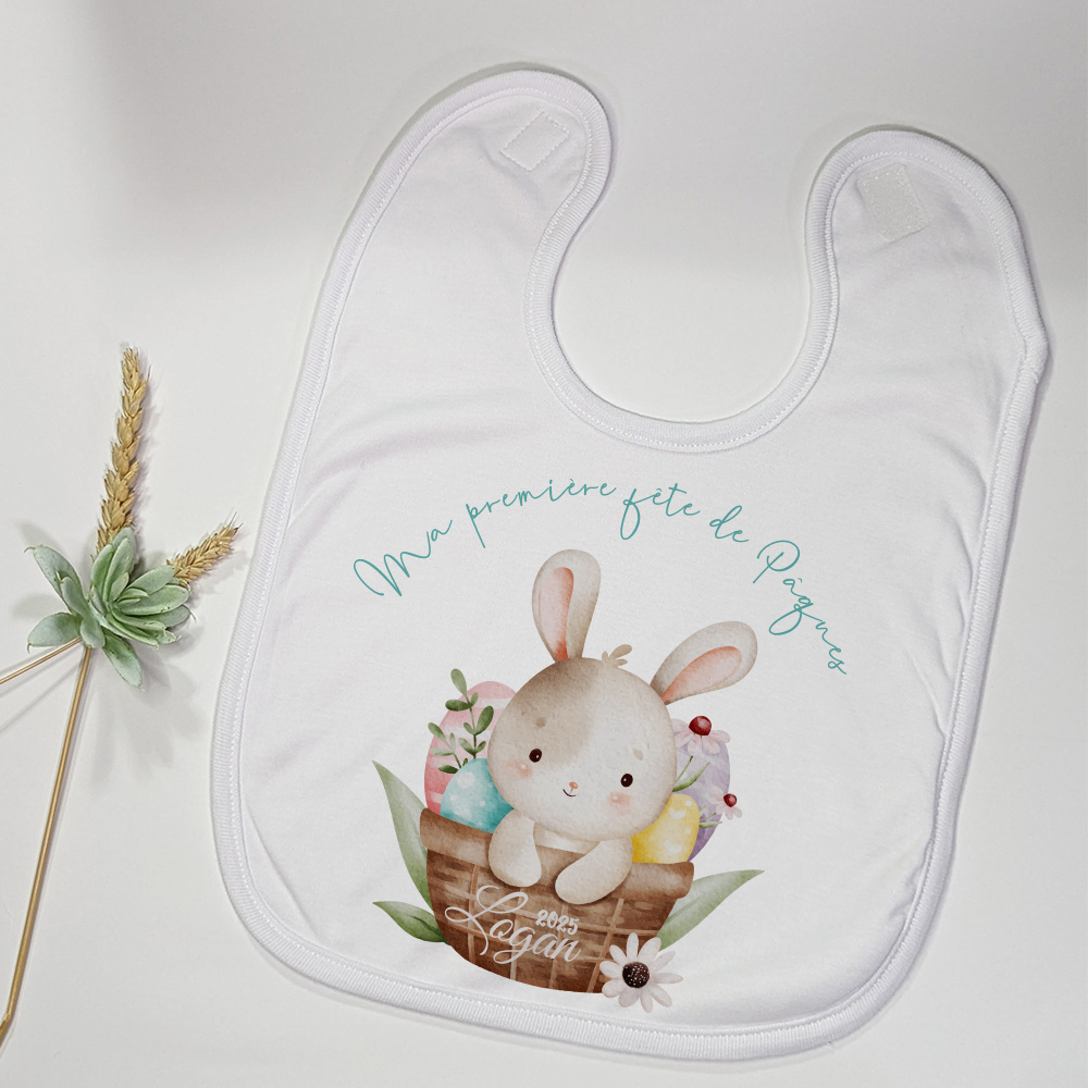 Bavoir enfant personnalisé Lapin de Pâques