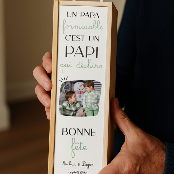 Coffret bouteille de vin bonne fête papi avec photo