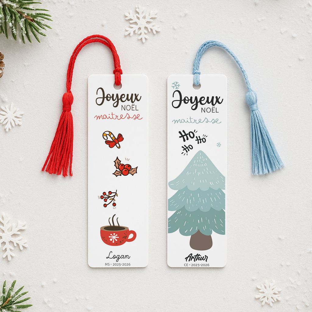 Marque JOYEUX NOËL personnalisé – Cadeau original pour la maîtresse d’école
