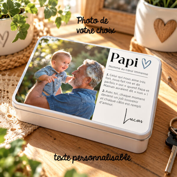 Boîte à trésors personnalisée Papi – Cadeau petits-enfants
