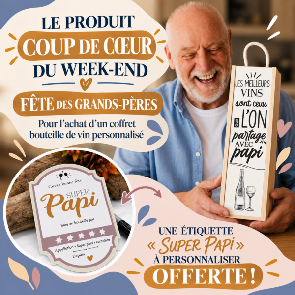 Coffret bouteille de vin Papi – Cadeau fête des Grands-Pères