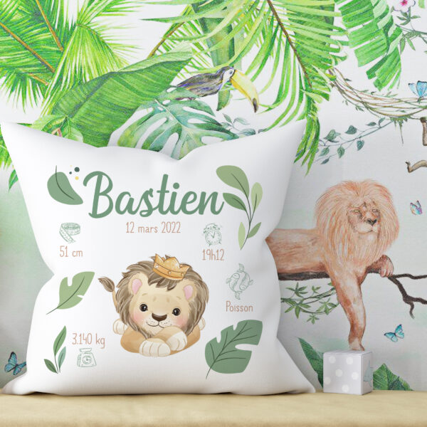 Coussin enfant personnalisé – Petit lion