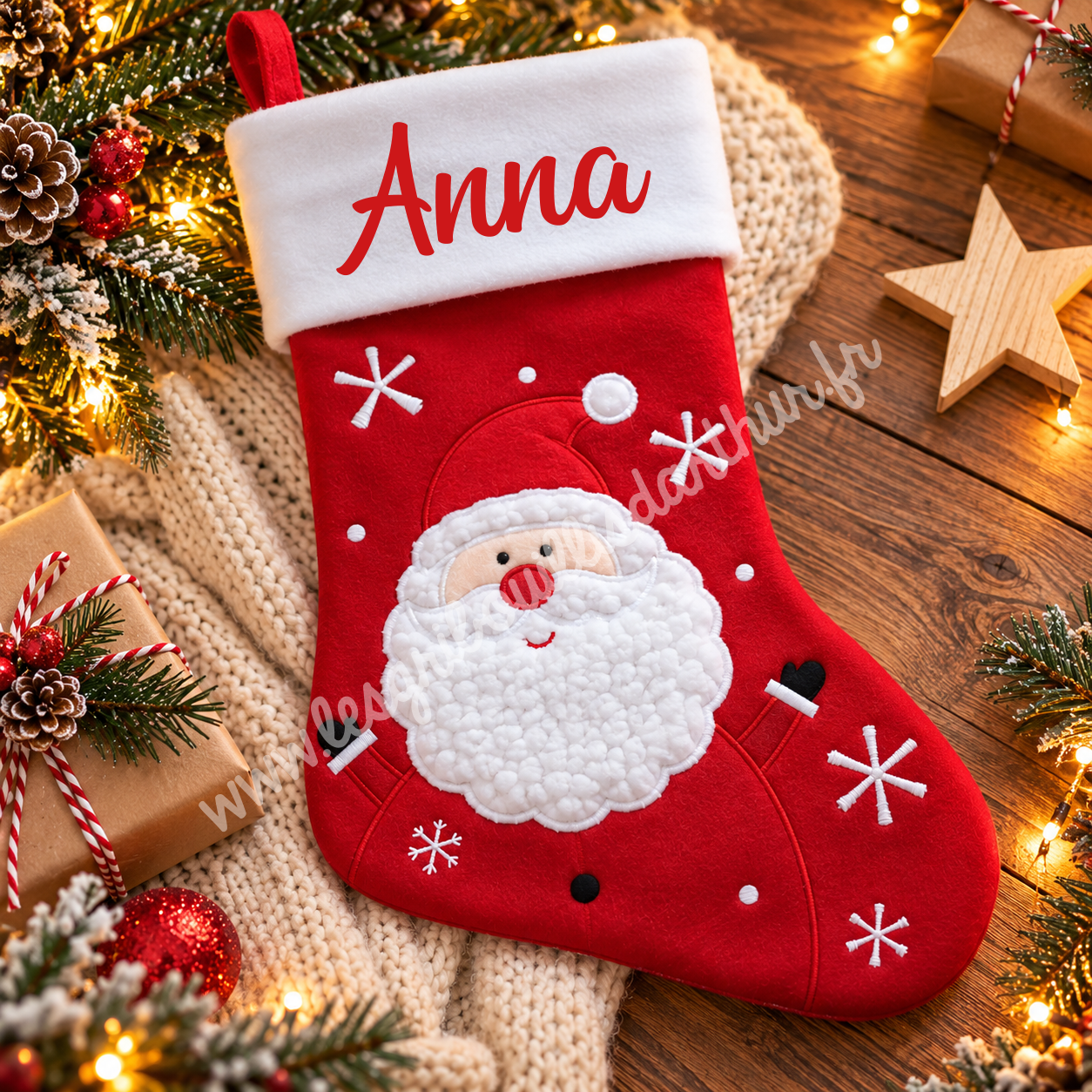 Chaussette de Noël - Personnalisé au prénom - Père Noël – Image 2