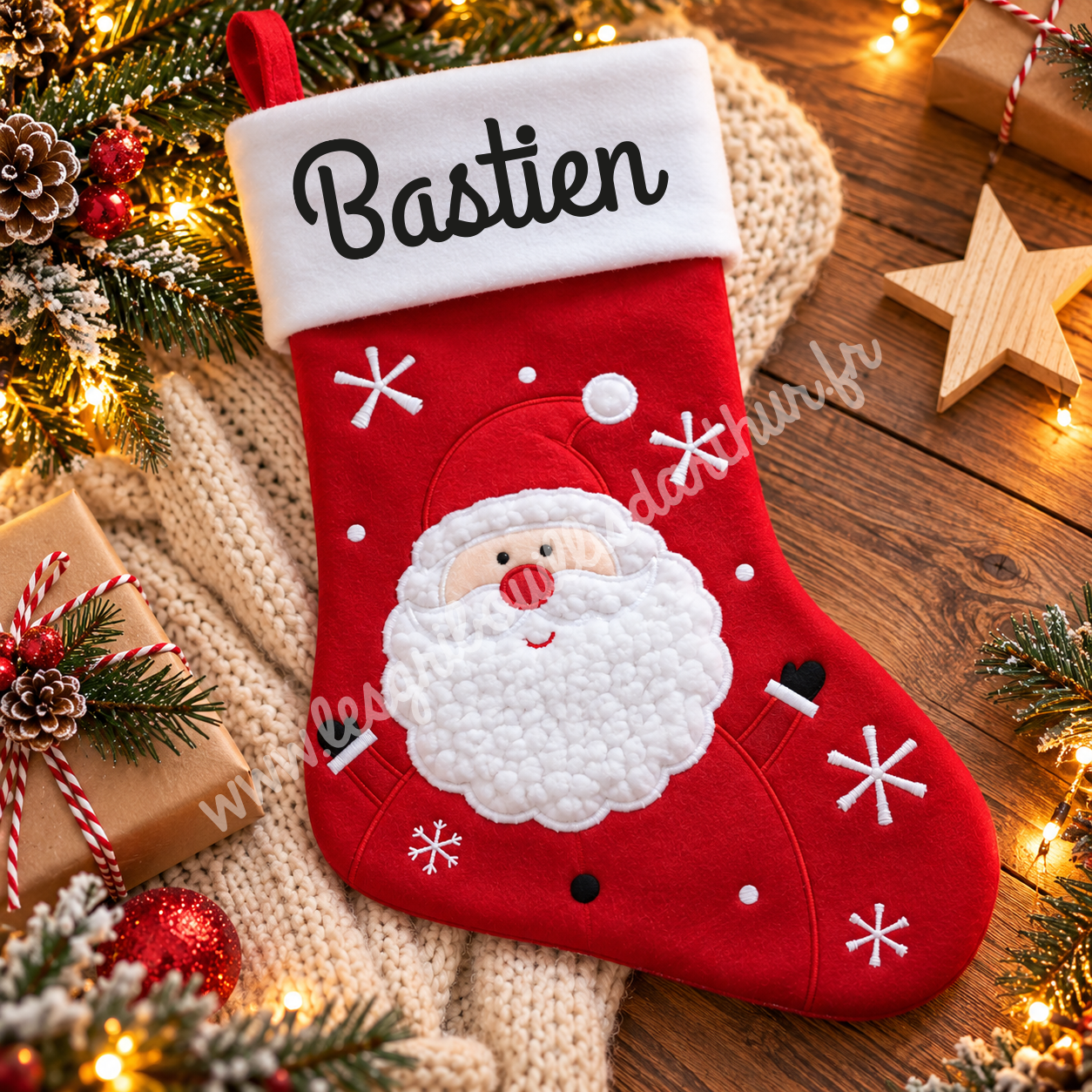 Chaussette de Noël - Personnalisé au prénom - Père Noël