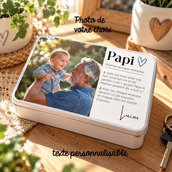 Boîte à trésors personnalisée Papi – Cadeau des petits-enfants
